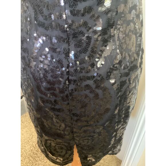 💋 CALVIN KLEIN - BLACK SEQUIN ALL OVER BODY CON HALTER COCKTAIL DRESS - SZ 4 - Picture 6 of 9